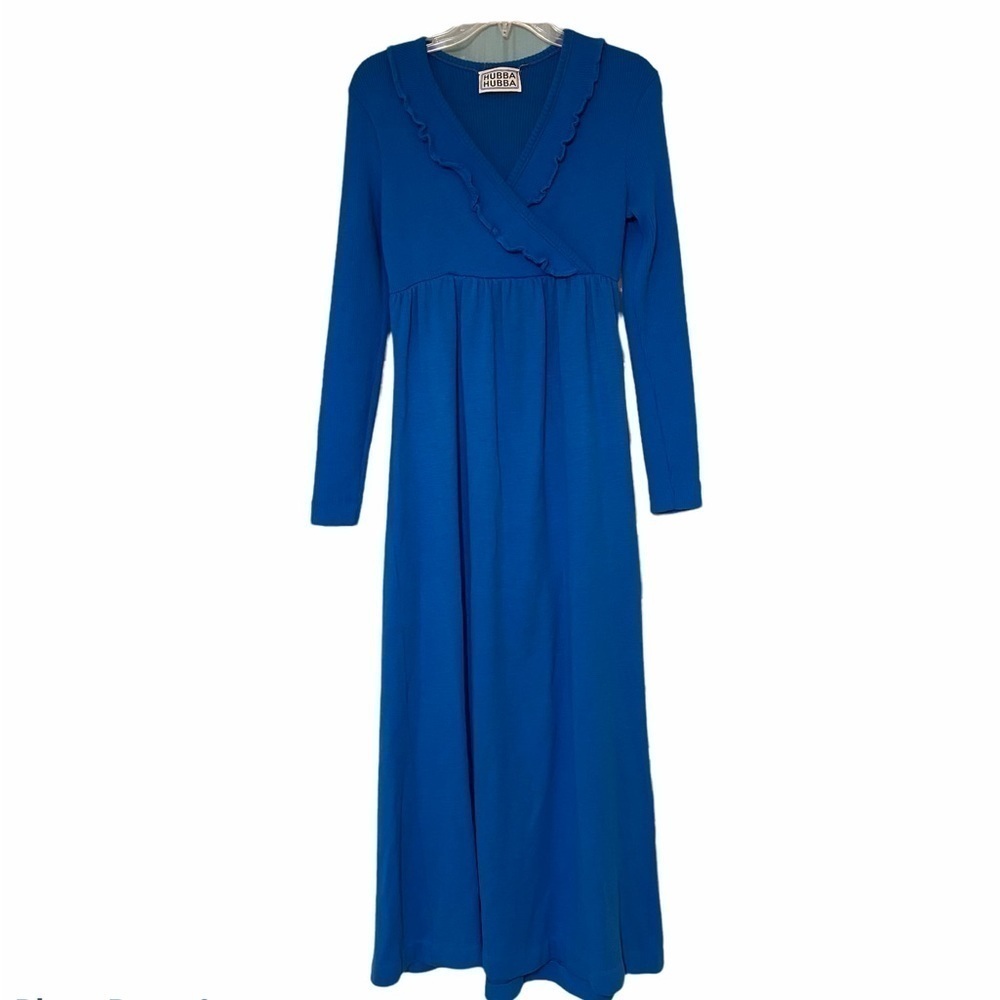 Vintage Hubba Hubba 1970’s Maxi Dress Royal Blue Sz Small